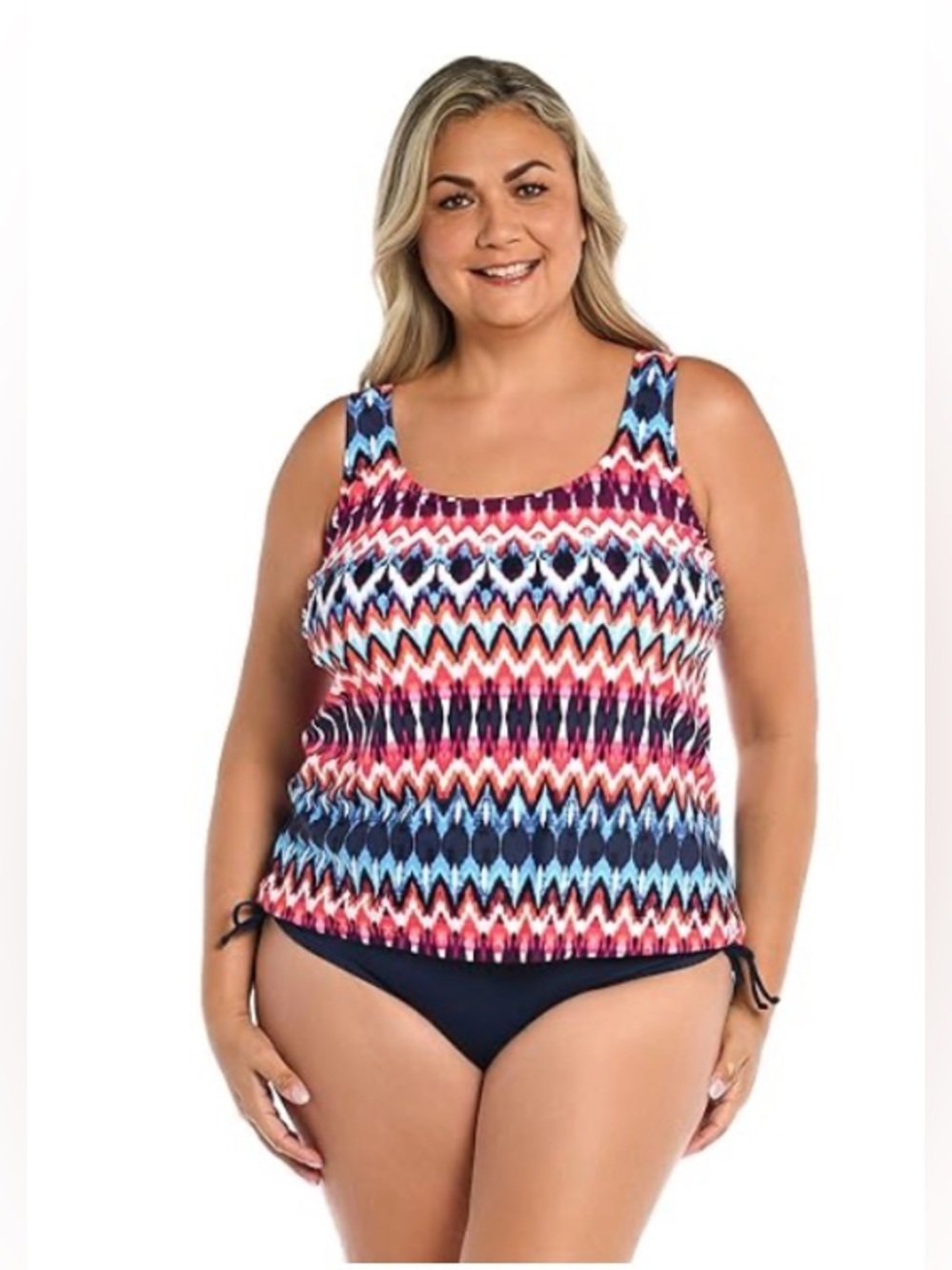 Maxine of Hollywood, Multicolor, Chevron, Tankini Swim Top, Size 18W
